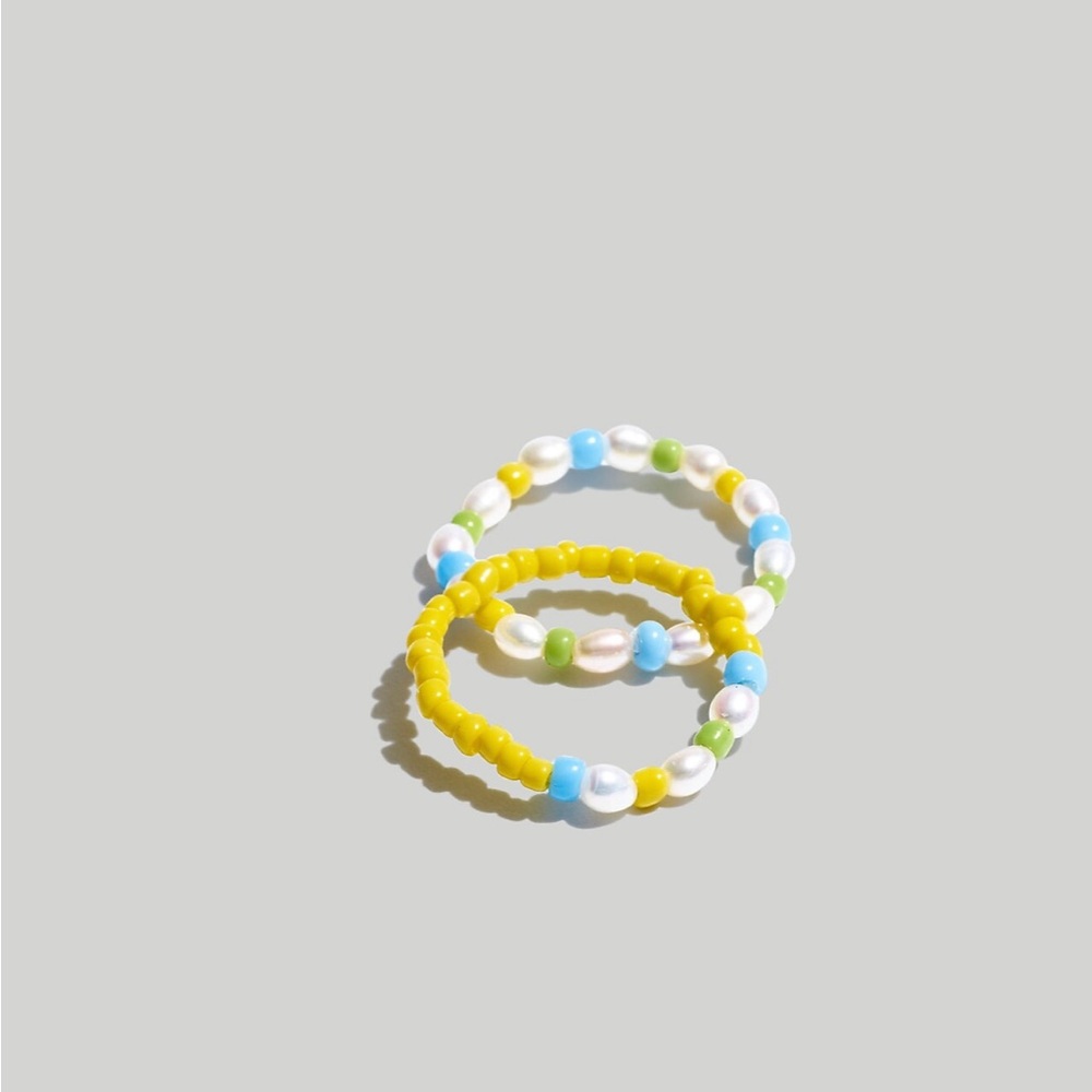 NWT Madewell Freshwater Pearl Stretchy Beaded Ring Set